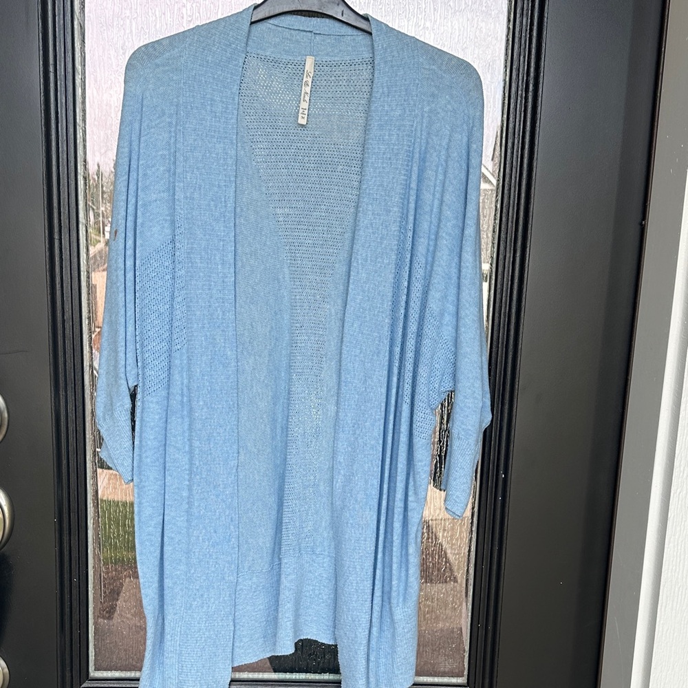 Women's Blue Open-Front Sweater